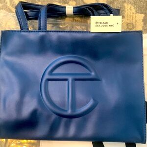 Telfar medium cobalt shopping bag
